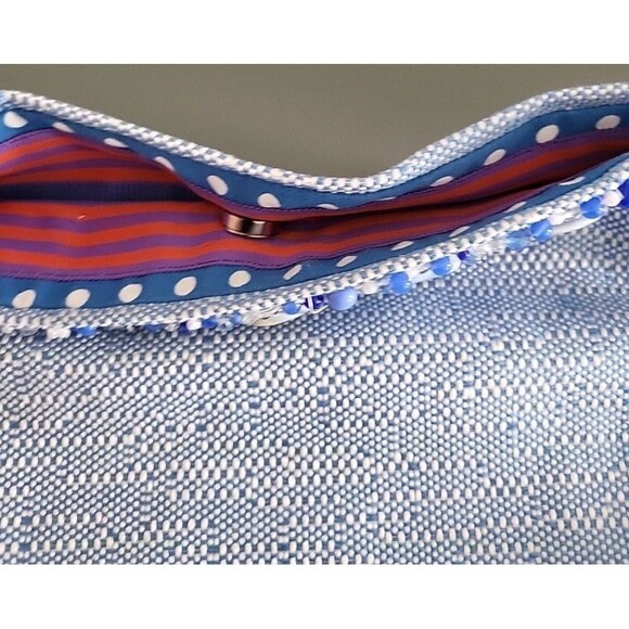 Beatriz Sanchez Handmade Certified Embellished Clutch bag Blue Stones Beads OOAK - Picture 9 of 14